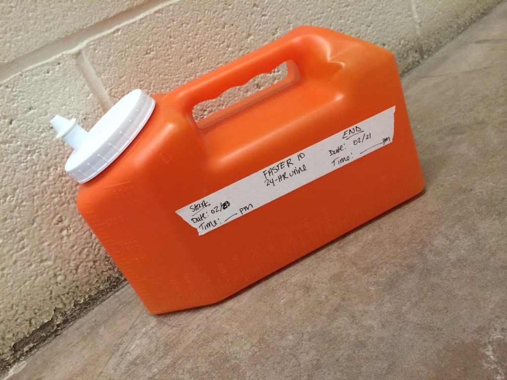 My trusty, 24-hour urine container companion.