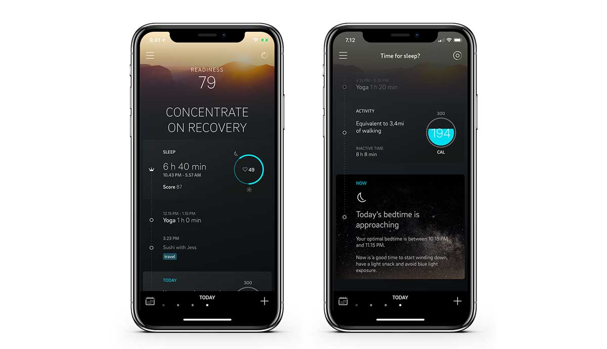 Bedtime approaching view on the Oura app
