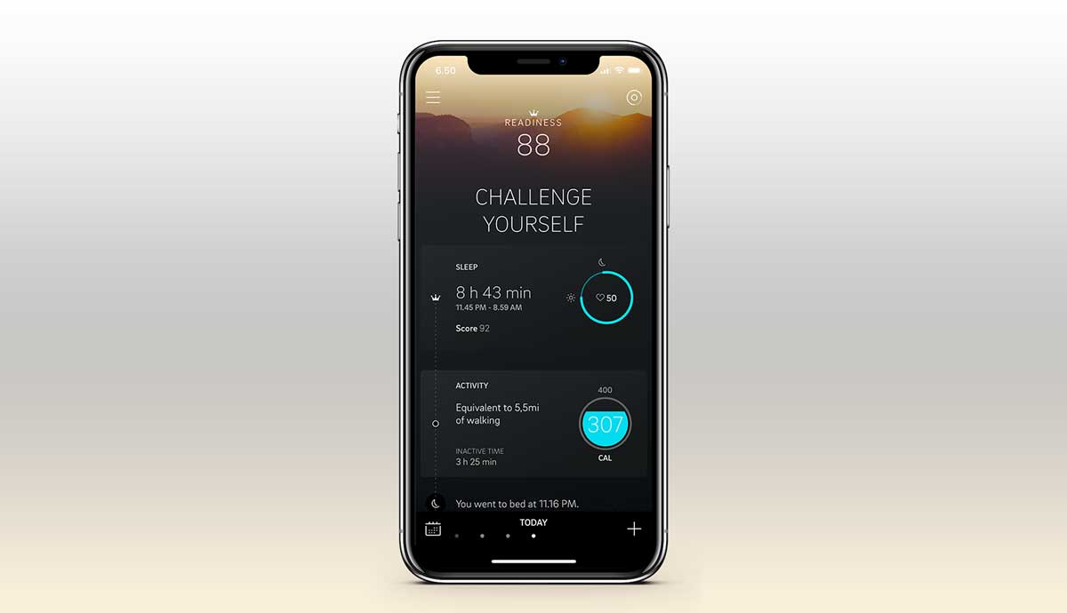 The Oura app main view