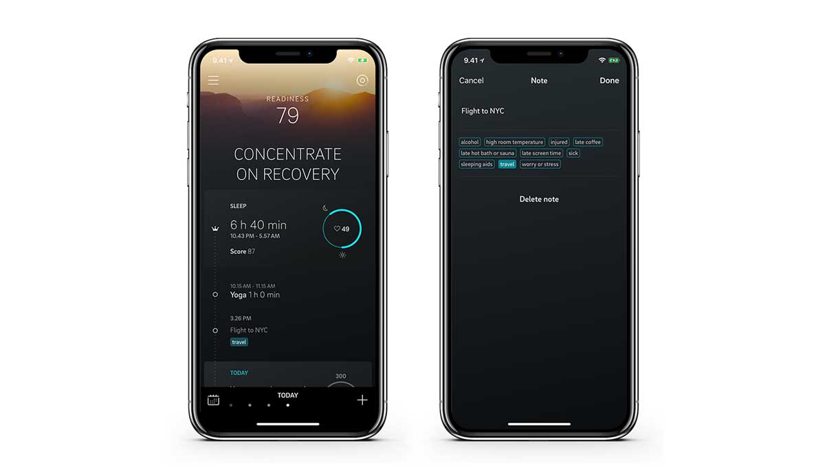 Oura app notes feature