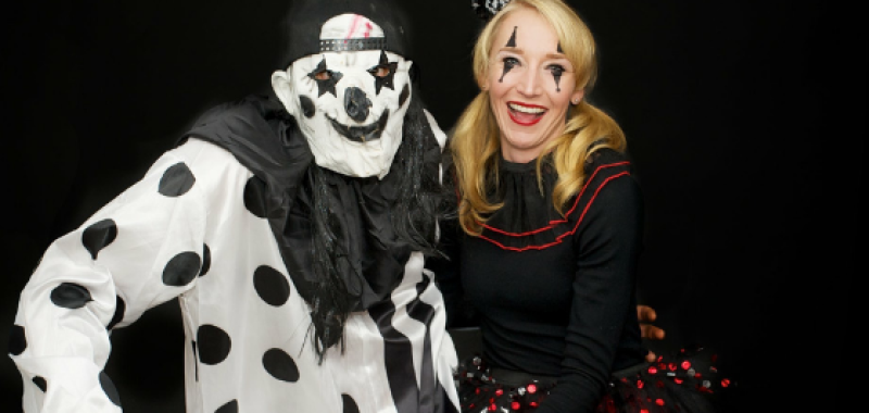 ben greenfield scary clown halloween 2018 with his wife Jessa