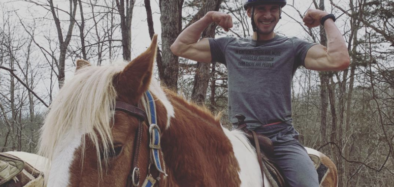 Ben Greenfield Riding a Horse in kentucky